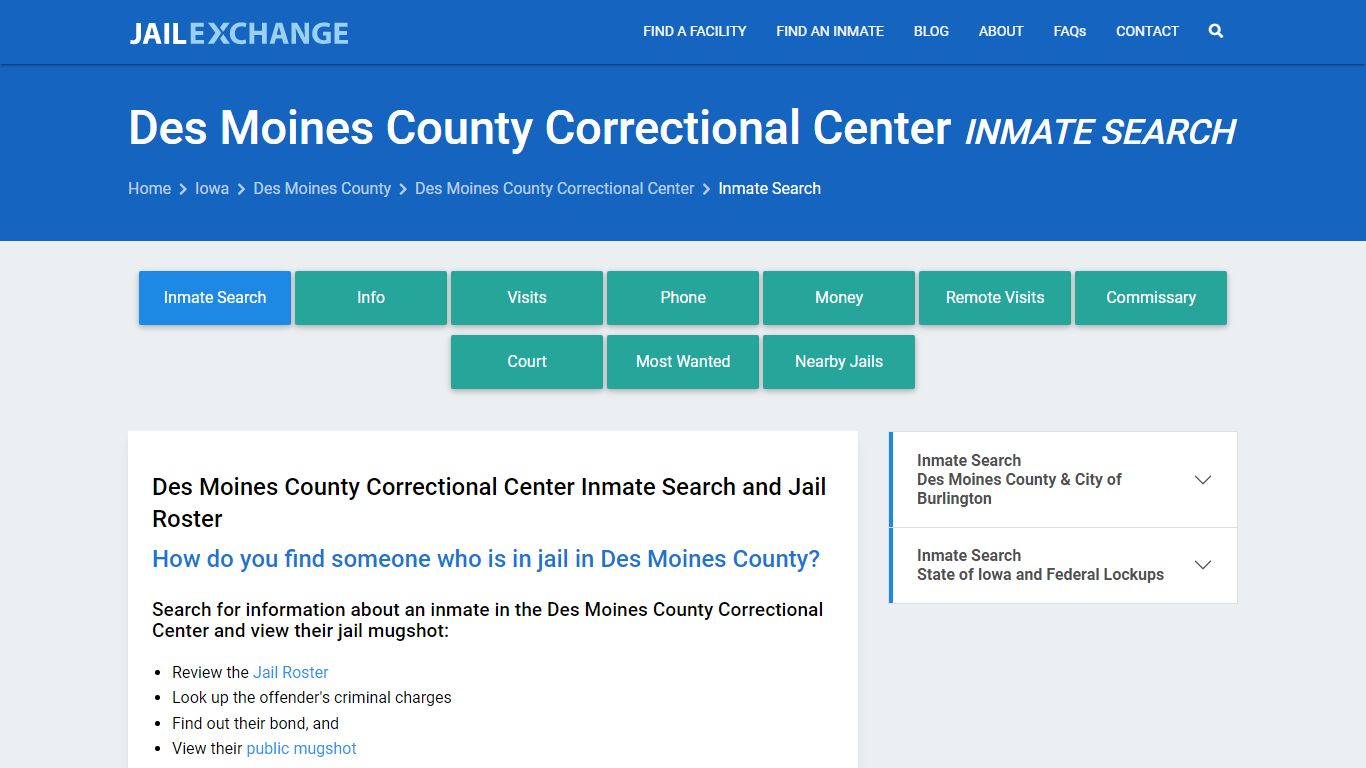 Des Moines County Correctional Center Inmate Search - Jail Exchange